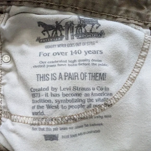 Levis Mens 505 Regular Fit Straight Leg Jeans Beige Khaki 36x32 Workwear Casual - Picture 6 of 11